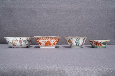 Nine Chinese famille rose bowls, 19th C.